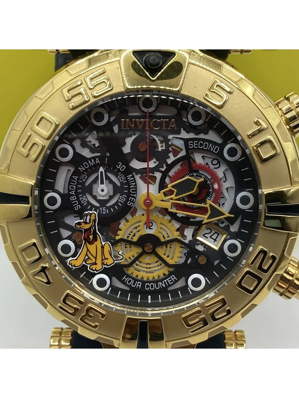 Invicta Disney Subaqua Noma Pluto Gold Skeleton Watch Limited Ed /3000 24518